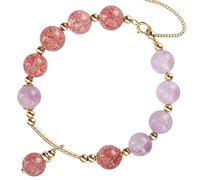 Bracciale ricchezza Feng Shui, braccialetto con perline di giada, braccialetto al quarzo fragola, braccialetto in cristallo lavanda S da 8 mm, braccialetto ricchezza Feng Shui for le donne, braccialet