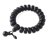 Bracciale Ricchezza Feng Shui Fulmini Colpi di Giuggiola in Legno Perline in Secchio di Legno Bracciale Elastico Mantra a Sei Caratteri Intagliato Talismano con Perline Mantra Intagliato a Mano per