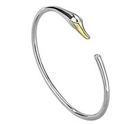 Bracciale rigido aperto in lega, stile retrò, vintage, con cigno da donna, unisex, per San Valentino, compleanno, festa, affari, anniversario, 52 mm