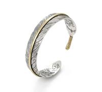 Bracciale Rigido Aperto Regolabile - Bracciale Rigido Con Foglia Di Piuma Arabesco Vintage, Design Creativo Alla Moda Personalizzato Alla Moda, Bracciale Rigido Aperto Invecchiato,Come Mostrato,Tagl