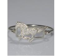 Bracciale rigido Cavallo 3D con pavè di 110 zirconi incassati a mano argento 925