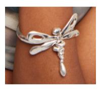 Bracciale rigido con libellula placcato argento sterling