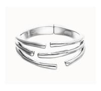Bracciale rigido con molteplici forme organiche intrecciate placcato in argento 925 (L)
