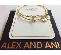 Bracciale Rigido Con Perline A Forma Di Luna Pave Alex And Ani Oro Lucido NWTBC