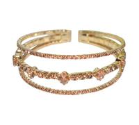 Bracciale rigido con strass neri da donna - Gioielli per l'amore per se stessi, bracciale rigido regolabile scintillante per matrimoni e feste (Rose Gold)