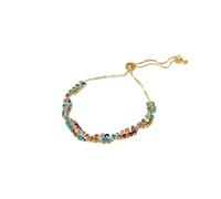Bracciale rigido con zirconi multicolore scintillanti, design a croce intrecciata, chiusura scorrevole regolabile, gioiello minimalista delicato per le donne