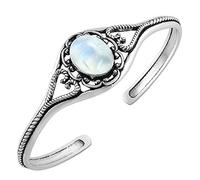Bracciale rigido da donna con pietre naturali e sintetiche, gioielli fatti a mano, misura regolabile per una vestibilità perfetta, regalo per compleanni, anniversari, matrimoni, Pietra di luna, Pietra