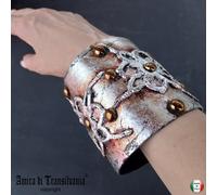 bracciale rigido da donna gioiello pop steampunk fiori borchie accessori argento