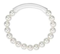 Bracciale rigido da donna in argento con perle, minimalista, elegante, regolabile, design con perle lucide