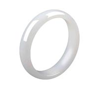 Bracciale rigido da donna, in vera giada bianca, regalo con scatola, accessorio portafortuna, elegante design fatto a mano, perfetto per ogni occasione