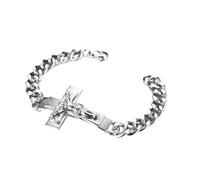Bracciale rigido da uomo in acciaio Stianless con Gesù crocifisso e dedica della Bibbia, Misura unica, Lega di acciaio, Nessuna pietra preziosa