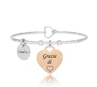 ® BRACCIALE RIGIDO DONNA FRASI PENSIERI PAROLE EMOZIONALE INCISIONE ACCIAIO CUOR
