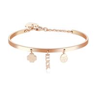 Bracciale Rigido Donna Portafortuna Quadrifoglio Coccinella Sagapo