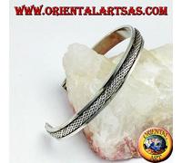 Bracciale rigido in argento 925 ‰ con inserto intrecciato bombato