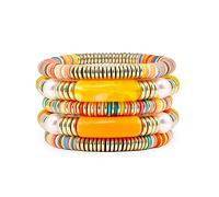 Bracciale rigido in bambù con perline colorate in acrilico trasparente, elasticizzato, regalo per migliori amici, coppie, familiari, fratelli, sorelle, amanti, 7, Acrilico, Non pietra preziosa