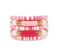 Bracciale rigido in bambù con perline colorate in acrilico trasparente, elasticizzato, regalo per migliori amici, coppie, familiari, fratelli, sorelle, amanti, 7 inches, Acrilico, Non pietra preziosa