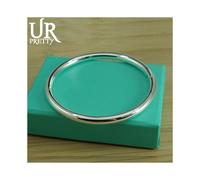 Bracciale rigido liscio in argento 925 per donne, con ciondolo, per feste e compleanni