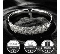 Bracciale rigido regolabile in S925 con vintage e , come regalo per e per , o Natale, per gli spostamenti quotidiani, le vacanze o le feste