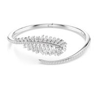 Swarovski Vienna Bracciale Rigido, Tagli Misti, Piuma, Bianco, Placcato Rodio