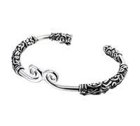 Bracciale rigido vintage intagliato, braccialetti decorativi, in argento Sterling 925, braccialetto etnico vintage, regolabile, aperto per coppie, amuleto, gioiello eternity, Agata