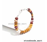 Bracciale Rondelle Lisce Argento Sterling 925 Mookaite Jasper Quartz 8-9 mm 7"