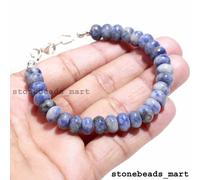 Bracciale Rondelle Lisce Argento Sterling 925 Quarzo Sodalite 8-9 mm 7"
