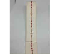 Bracciale Rosario Argento 925/1000 Ramato Cristallo Corallo Sfaccettato cm 18/21