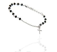 bracciale rosario argento 925 cristallo nero croce ciondolo uomo donna garanzia