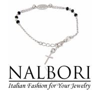 bracciale rosario argento 925 cristallo nero madonna croce regolabile uomo donna