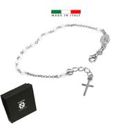 bracciale rosario argento 925 croce donna perline bagno oro bianco giallo rosa