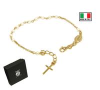 bracciale rosario argento 925 croce donna perline bagno oro bianco giallo rosa