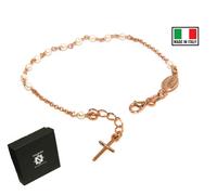bracciale rosario argento 925 croce donna perline bagno oro bianco giallo rosa