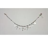 BRACCIALE ROSARIO ARGENTO 925 PALLINI LISCI CROCE E MADONNINA PENDENTE (0015)