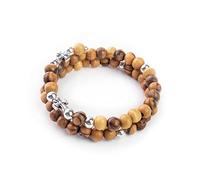 Bracciale rosario da donna della Terra Santa, braccialetto elastico con perline in legno d'ulivo con ciondolo a forma di croce, rosario cristiano dei 4 decenni, per donne e ragazze, regalo cattolico