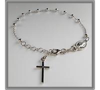 Bracciale rosario in argento 925 uomo donna croce crocefisso religioso preghiera
