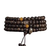 Bracciale rosario in legno di agar naturale con 108 grani - Rosario in legno fatto a mano da 6 mm for uomo e donna, gioiello antico for meditazione e yoga