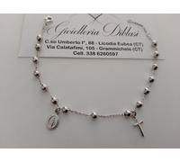 BRACCIALE ROSARIO In ORO BIANCO 18 Kt 750% SFERE Lucide Madonna Miracolosa Croce