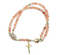 Bracciale Rosario - Lega Di Zinco E Resina Fatta A Mano | Gioielli Per Battesimo Con Ciondolo A Croce, Rosa Magnetica | Amuleto Di Preghiera Cristiana Per Cerimonie Di Comunione, Regali Per Feste In C