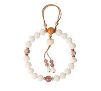Bracciale rosario, Perle di rosario Bodhi giada bianca Lotus Hand String Buddha Perline for uomini e donne con un braccialetto ad anello singolo (Colore : Wit)(Wit)