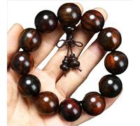 Bracciale rosario vintage in legno di incenso rosso - Energia Zen, braccialetto elastico portafortuna, perline di legno unisex, gioiello spirituale for meditazione/yoga(20mmb*12 b1)