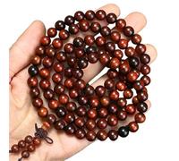 Bracciale rosario vintage in legno di incenso rosso - Energia Zen, braccialetto elastico portafortuna, perline di legno unisex, gioiello spirituale for meditazione/yoga(8mm*108 a1)