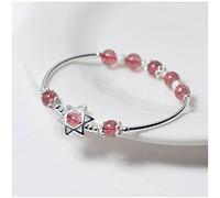 Bracciale S925, Bracciale Cristallino Lady Strawberry, Gioielli a Mano in a Stella a Sei Punte, Bracciale Lady S925