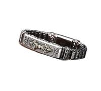 Bracciale S925 Silver Rotatsix-Character Mantra Bracciale, uomo Bracciale religioso da donna, VAJRA PESTLE+Ruota di preghiera, regalo di gioielli buddisti tibetani, coppia di buona fortuna retricica