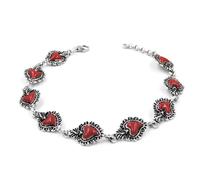 Bracciale Sacro Cuore Ex Voto in Argento Smaltato Rosso
