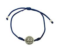 Bracciale San Benedetto | Cordino regolabile con medaglia di San Ben | Patrono degli studenti e dell'Europa | Grande regalo cattolico per la prima comunione o cresima, Metallo, Senza pietre preziose