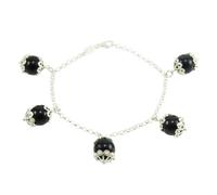 Bracciale Sardo su coccu 5 pietre nere filigrana argento GIOIELLO SARDEGNA