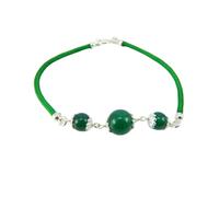 Bracciale sardo Su Coccu verde portafortuna cordino argento 925 sfere giada