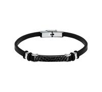 Morellato Bracciale Uomo in Acciaio, Pelle Naturale Nera, Pietra Bianca, Collezione Moody - SQH56