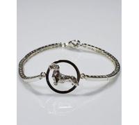 Bracciale semirigido Bassotto a pelo duro bis 3D in argento 925 Luce