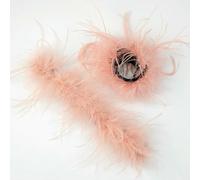 Bracciale sexy con bottone a pressione, polsini in piume di struzzo naturali da donna, maniche da polso rimovibili per camicie, colore rosa gambero, un paio (2 pezzi)